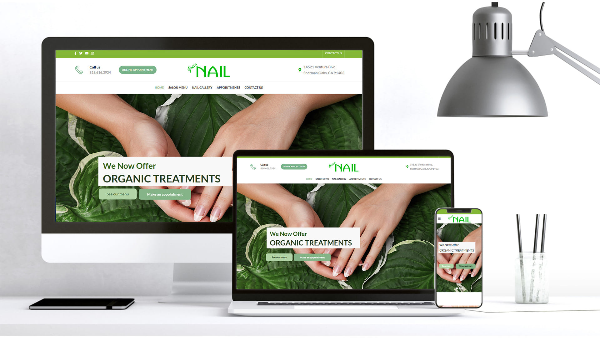 green nail beauty